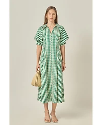 English Factory Women's Gingham Check Midi Dress