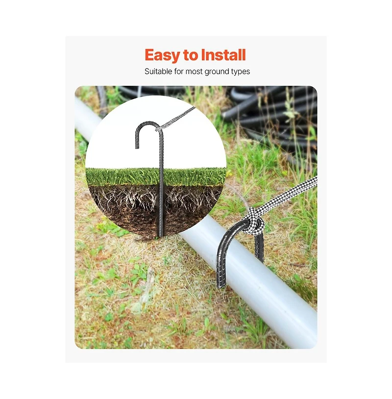 Sugift 16 Pack 16 in Rebar Stakes J Hook Galvanized Steel Ground Anchors