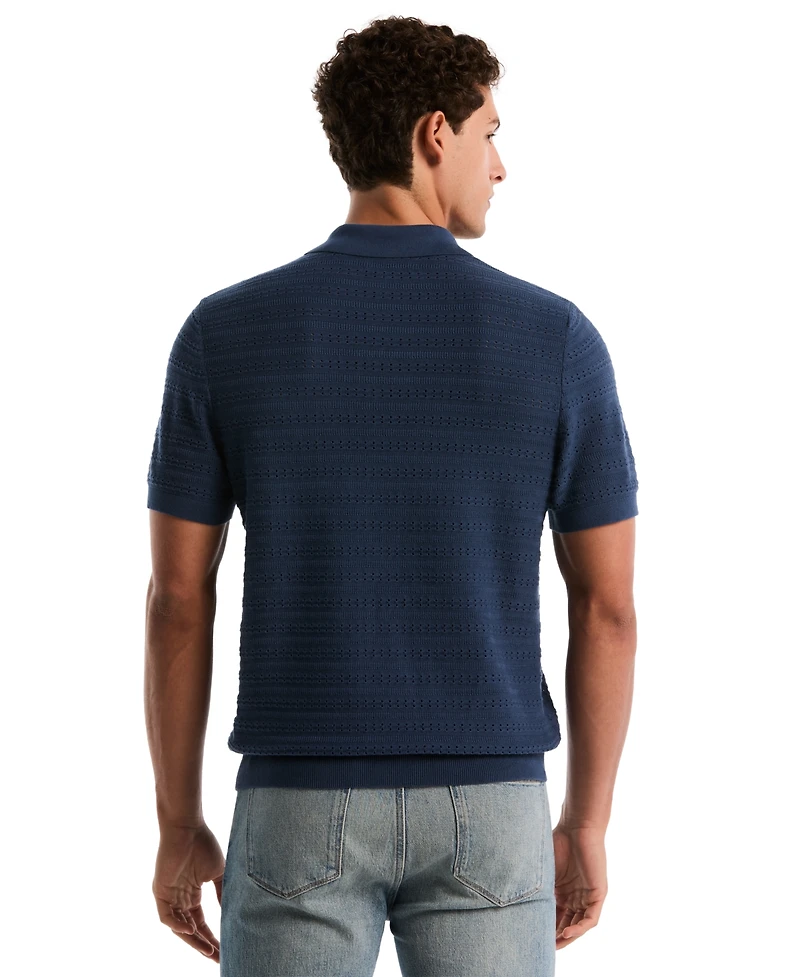 Original Penguin Men's Jacquard Pointelle Short-Sleeve Polo Shirt