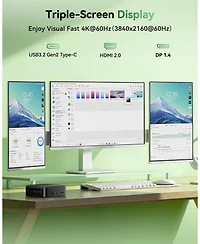 Kamrui E3B Mini Gaming Pc, Amd Ryzen 5 7430U 32GB Ram 512GB Ssd, Triple Display, WiFi6/BT5.2 Triple Display for Office Home