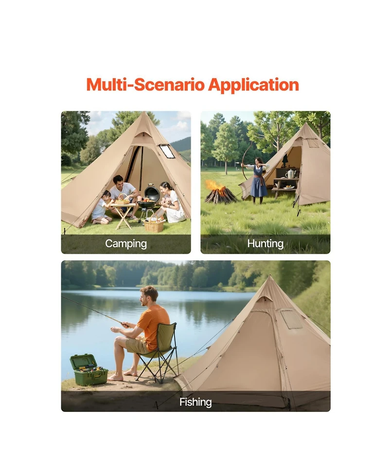 ECHTPeak Lightweight 4 Season Shelter Tents, with Stove Jack, Waterproof Canvas Camping Tents, Easy Setup, for Family Hiking, Hunting, 25 Person