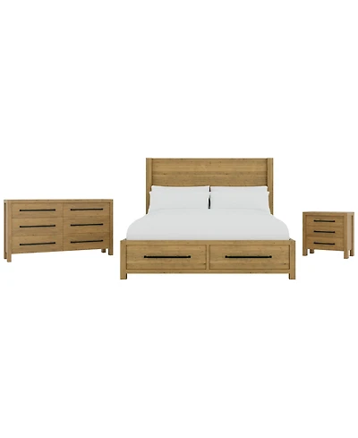 Davie 3-Pc. King Storage Bedroom Set (Panel Bed