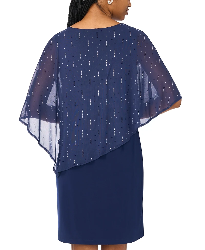 Msk Women's Foil Cape Overlay Crewneck Mini Dress