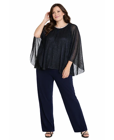 R & M Richards Plus Mock Neck Top and Pants, 2-Piece Set
