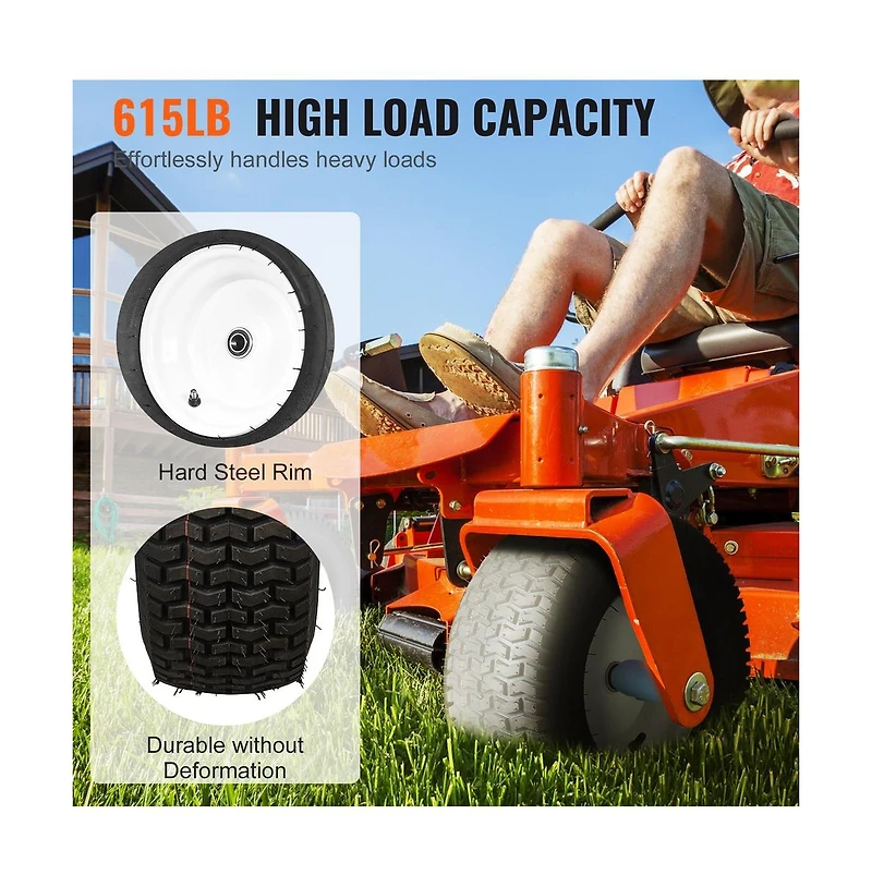 Sugift 16 x 6.5 to 8 inch Tubeless Lawn Mower Tires and Rim 2 Pack Tractor Wheel Assembly