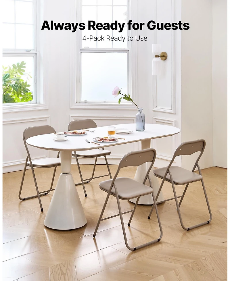 Mecale 4-Pack Padded Folding Chairs with Metal Frame