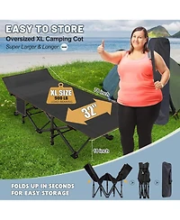 Aboron 2-Pack Folding Camping Cot with Mat: 78"x32". Heavy Duty 1200D Oxford Outdoor Bed for Adults with Carry Bag. Portable Travel Bed