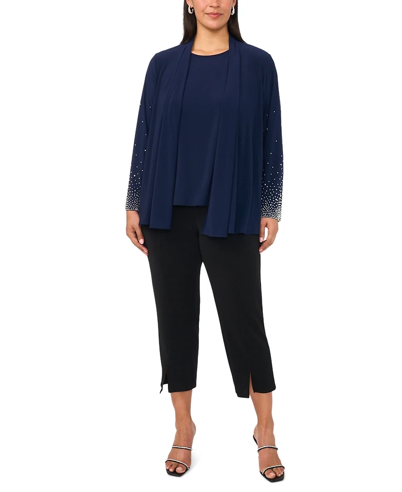 Msk Plus-Size Long-Sleeve Round Neck Top