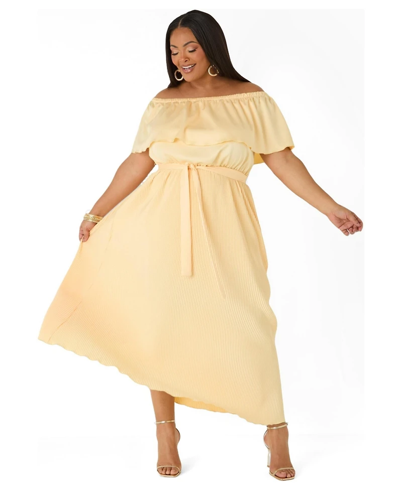 Ashley Stewart Women's Off The Shoulder Satin Maxi Dress