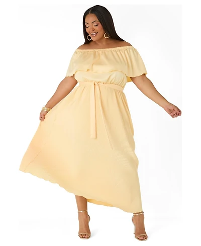 Ashley Stewart Women's Off The Shoulder Satin Maxi Dress