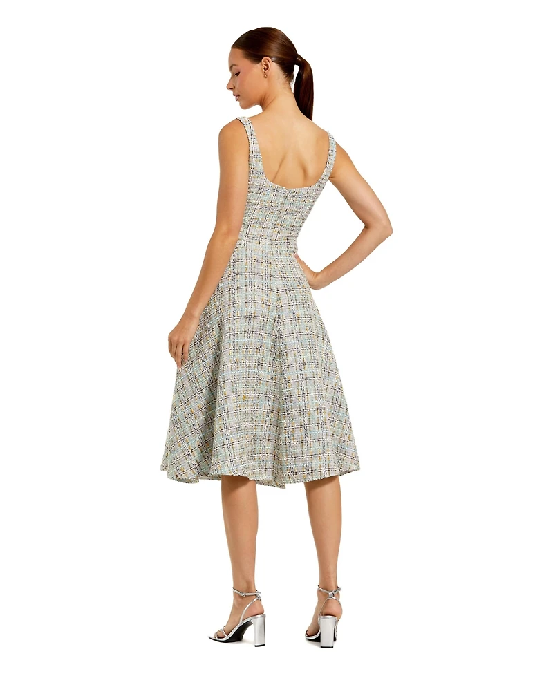 Mac Duggal Women's Boucle Sleeveless Drop Waist Fit-and-Flare Midi Dress