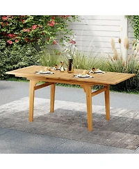 Costway 9Pieces Acacia Wood Outdoor Dining Set with 1.97" Umbrella Hole for Backyard, Garden