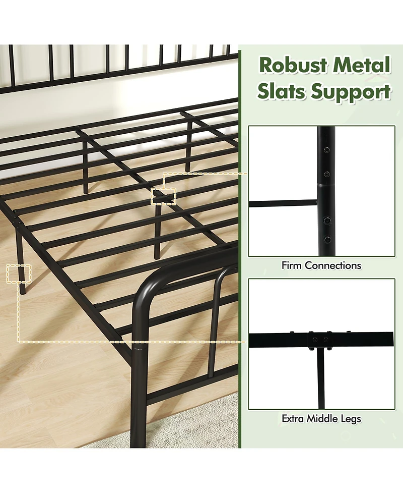 Gymax King Size Metal Bed Frame Headboard Footboard Platform Mattress Foundation