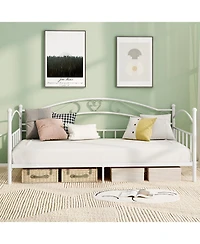 Gymax Twin Size Metal Daybed Frame with Headboard for Bedroom Guest Room Easy Assembly