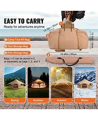 Gouun Canvas Bell Tent 16.4 feet 4-Season Yurt with Stove Jack, Breathable Tent for up to 8 People