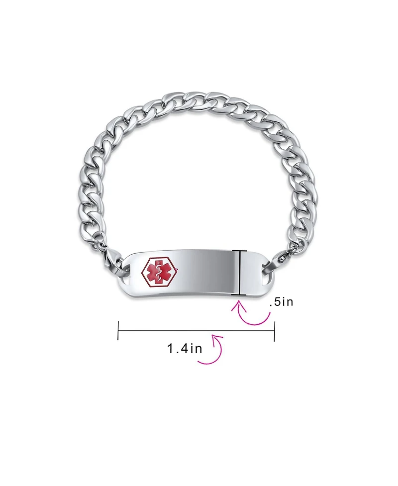 Bling Jewelry Lightweight Medical Identification Blank Medical Id Curb Link Bracelet Stainless Steel 8.5 Inch