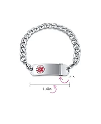 Bling Jewelry Lightweight Medical Identification Blank Medical Id Curb Link Bracelet Stainless Steel 8.5 Inch