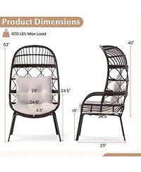 Yiortwo Patio Wicker Egg Chair with Cushions, Outdoor Rattan Lounge Chair