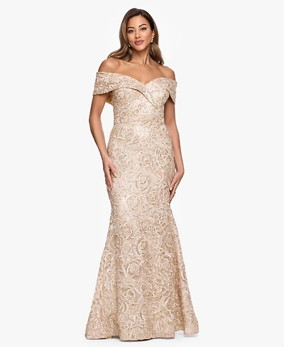 Xscape Petite Off-The-Shoulder Sheath Ball Gown