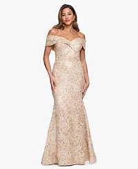 Xscape Petite Off-The-Shoulder Sheath Ball Gown