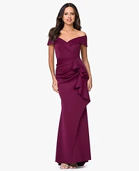 Xscape Petite Off-The-Shoulder Ruffle Gown