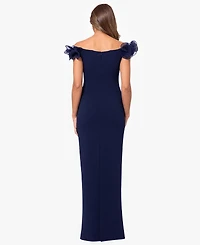 Xscape Petite Off-The-Shoulder Ruched Wire Sheath Gown