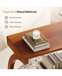 Tribesigns Wood End Table, 2-Tier Modern Side Table with Storage Shelves and Curved Crossed Legs for Living Room, Bedroom