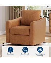 gaomon 360 Swivel Accent Chair for Living Room,Comfy Single Sofa Chair,Modern Pu Leather Upholstered Armchair with Ergonomic Backrest