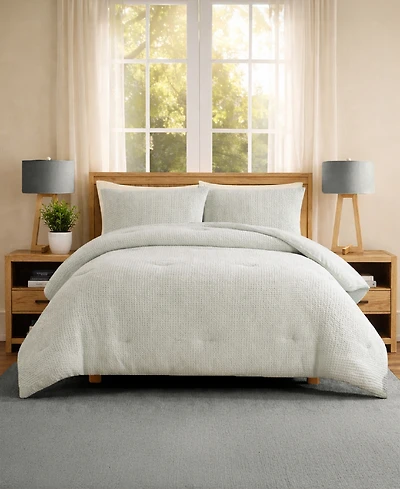 Laundry Stone Washed Cotton Waffle 3-Piece Comforter Set