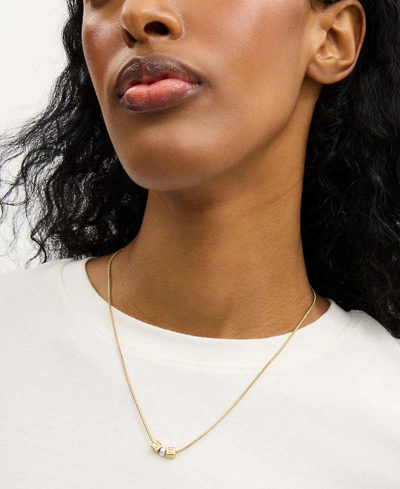 Coach Faux Imitation Pearl Signature C Cube Necklace