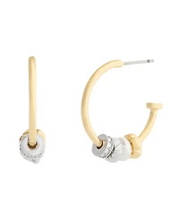 Coach Faux Stone Signature Rondelle Charm Hoop Earrings