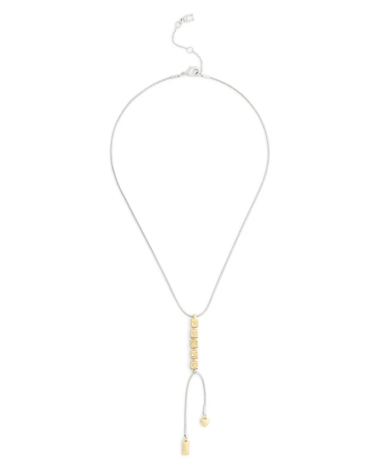 Coach Faux Stone Signature Coach Cube Y Necklace