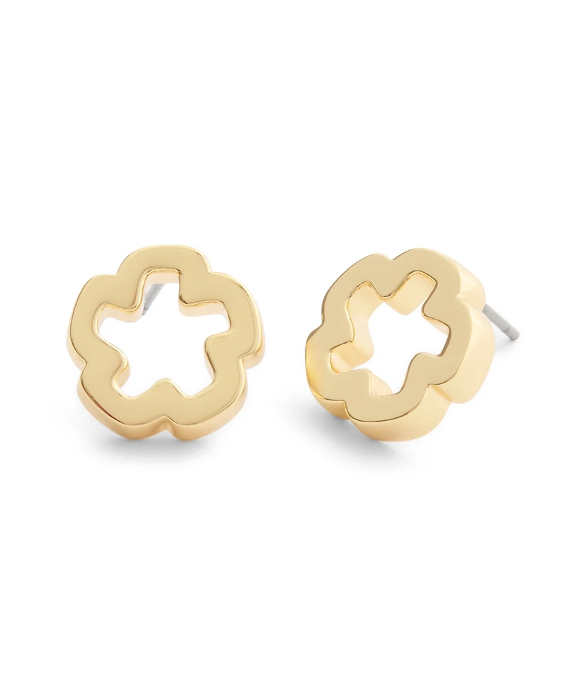 Coach Gold Signature Tearose Open Stud Earrings