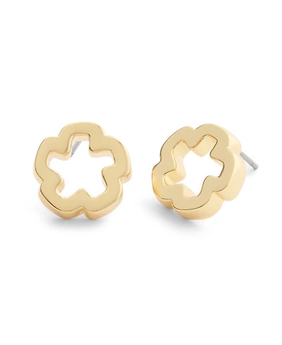 Coach Gold Signature Tearose Open Stud Earrings