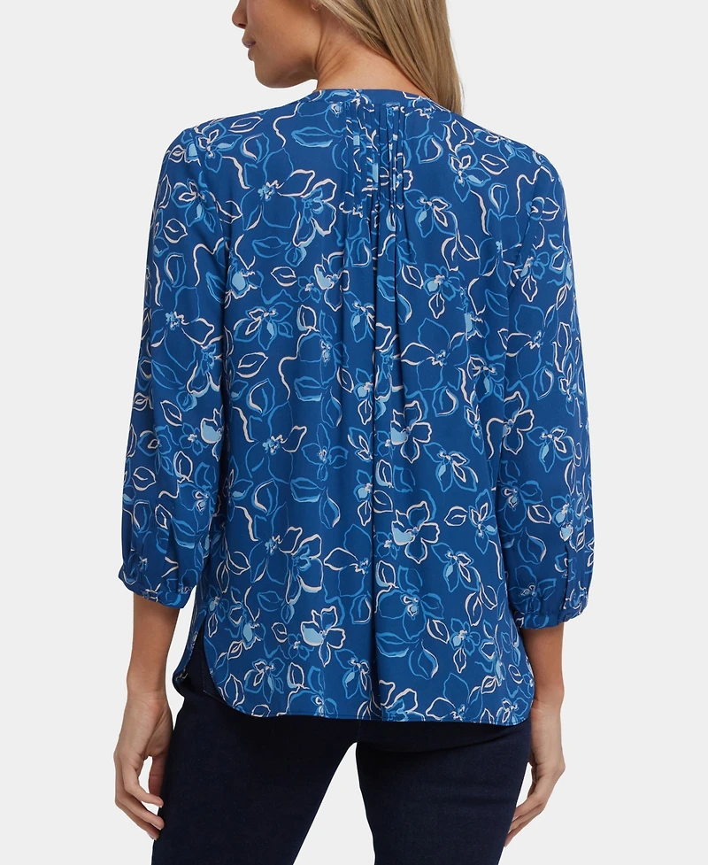 Nydj Women's Pintuck Split Neck Top