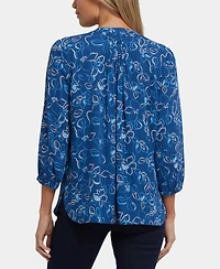 Nydj Women's Pintuck Split Neck Top