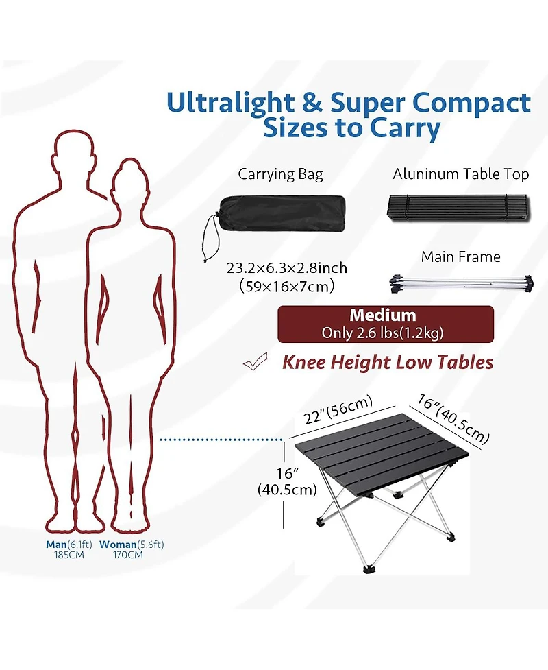 Gnuadz Portable Folding Aluminum Camping Table Outdoor Recreation Gear