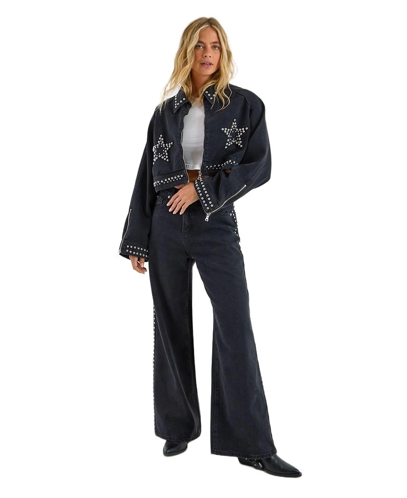 Nasty Gal Women's Star Studded Baggy Denim Jeans