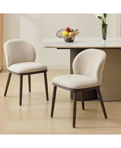 gaomon Upholstered Dining Chairs Set Of 2, Kitchen Chair With Wooden Legs,Fabric Comfortable Seat Accent For Room,Kitchen,Living Room