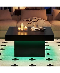 Gymax Led Coffee Table w/Adjustable Light Colors Speed and Brightness Remote Control