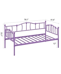 homfan Twin Metal Daybed Frame with Headboard, Platform Sofa Bed with Steel Slats, 12.0 in Underbed Storage, No Box Spring Needed