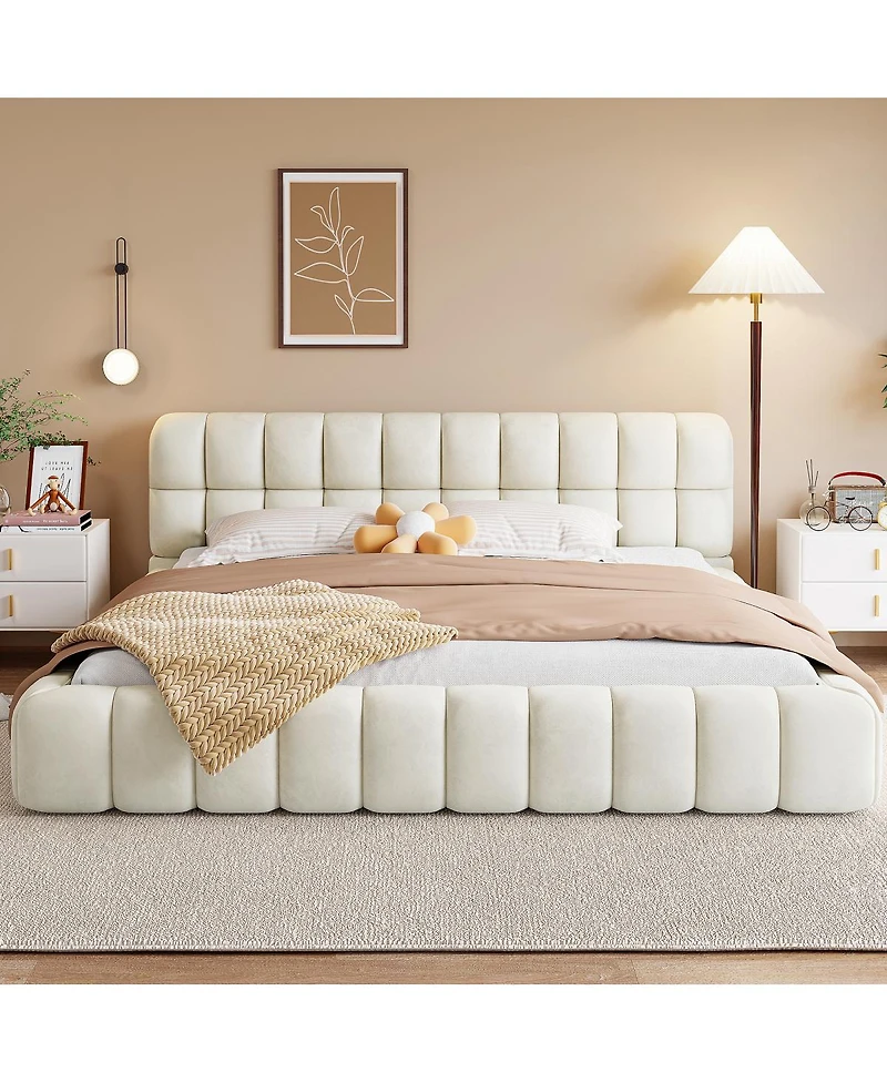 Streamdale Furniture Upholstered Platform Bed with Solid Frame