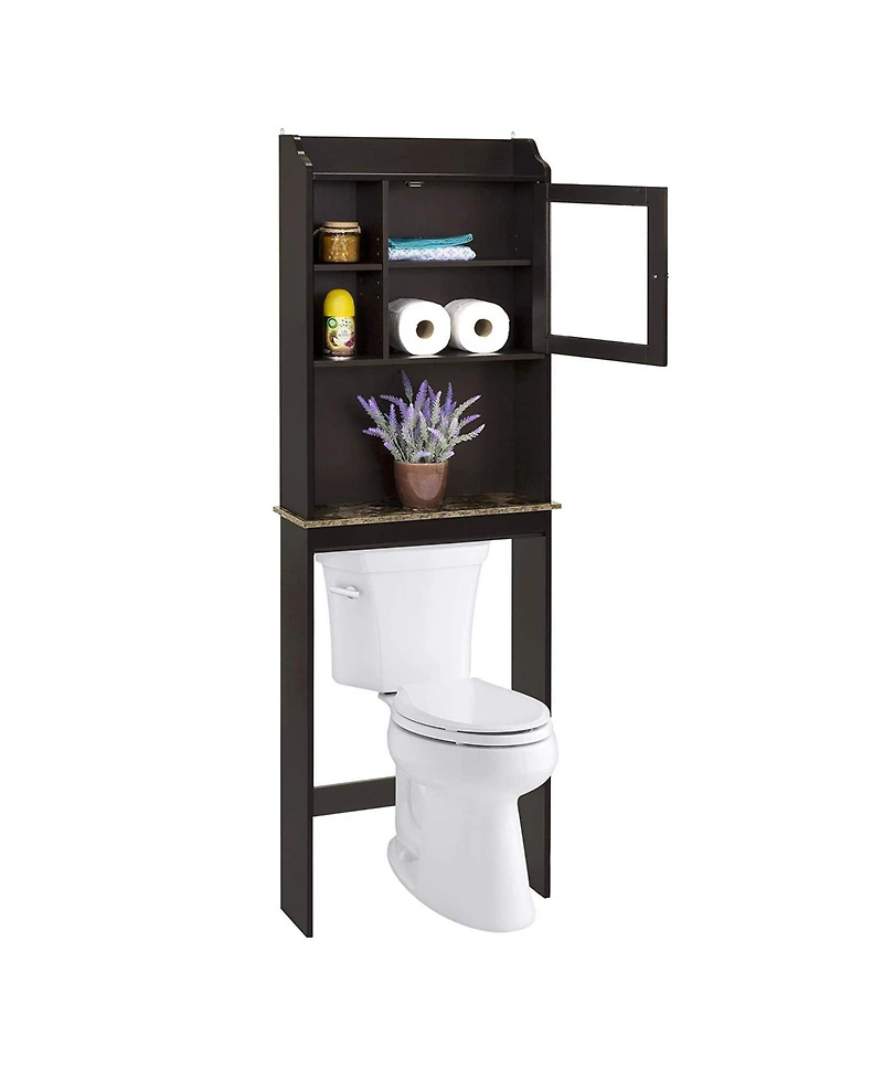 Phying Modern Espresso Wood Over The Toilet Space Saver Storage Cabinet Multifunctional Bathroom Home Organizer