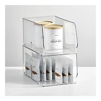 Stackable Clear Plastic Open Front Storage Bin, 4-Pack