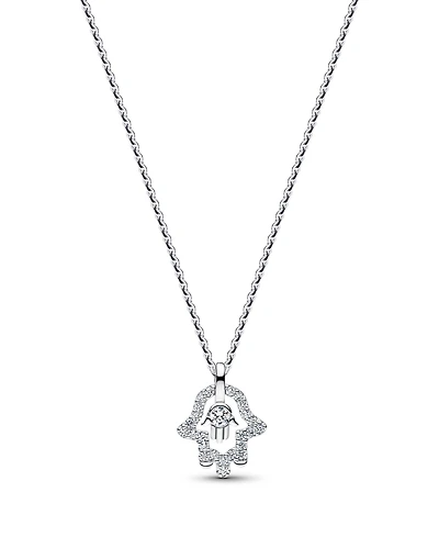 Pandora Talisman Sterling Silver Lab-Grown Diamond Hamsa Hand Pendant Necklace