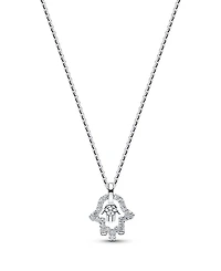 Pandora Talisman Sterling Silver Lab-Grown Diamond Hamsa Hand Pendant Necklace