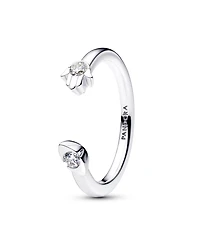 Pandora Talisman Sterling Silver Lab-Grown Diamond Evil Eye Hamsa Hand Open Ring