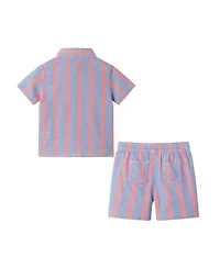 Andy & Evan Baby Boys Orange Striped Airy Oxford Set