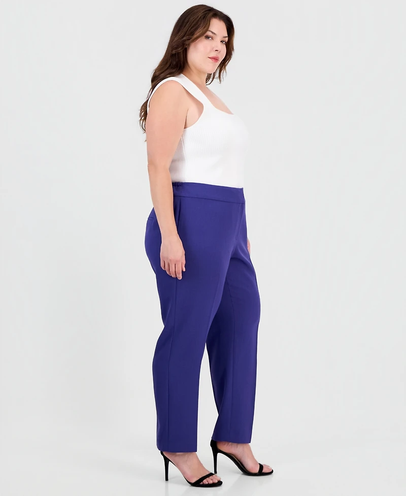Kasper Plus Mid-Rise Straight-Leg Pants