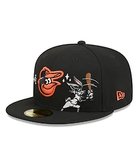 New Era Men's Black Baltimore Orioles Looney Tunes Bugs Bunny 59FIFTY Fitted Hat
